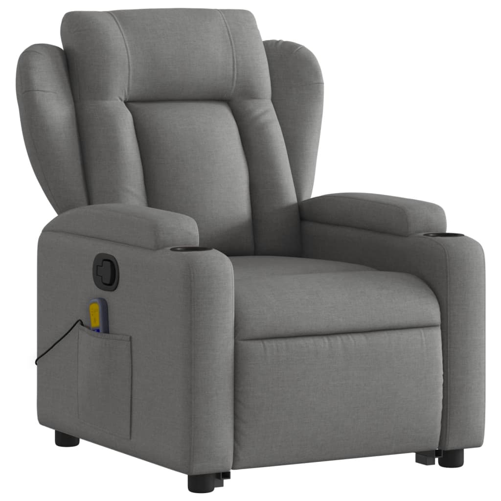 vidaXL Stand up Massage Recliner Chair Dark Gray Fabric