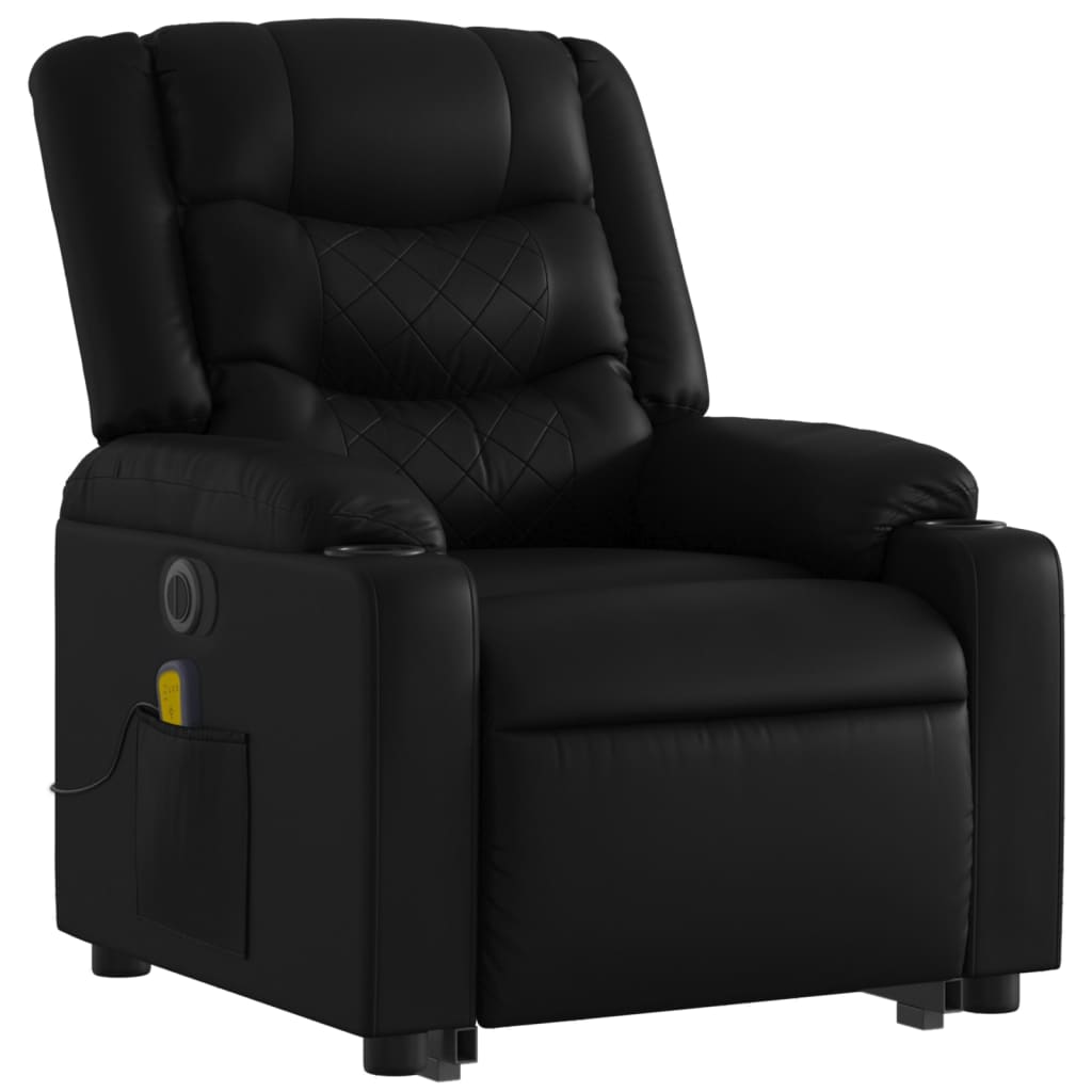 vidaXL Electric Stand up Massage Recliner Chair Black Faux Leather
