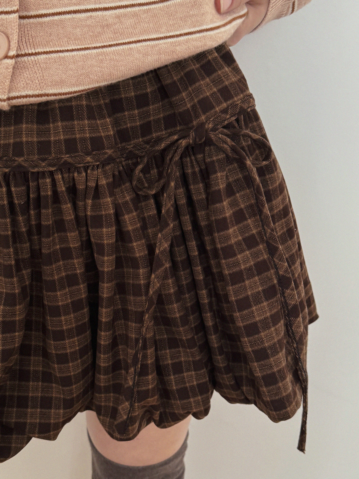 【TWEE】Devua Check Balloon Mini Skirt