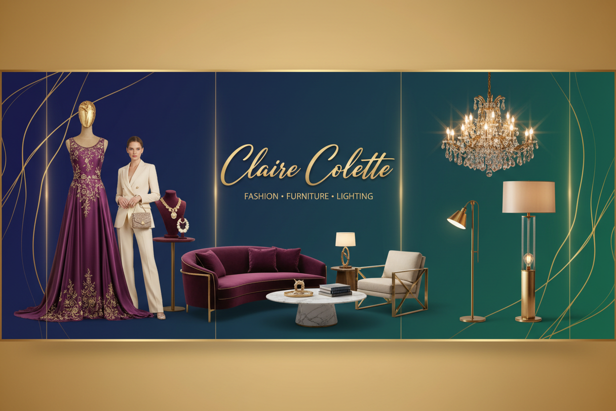 HELP ME GENERATE BANNER FOR FASHION WERAS AND FUNITURE AND LIGHINGING MAKE IT EYE CAUTHING WITH THE STORE NAME