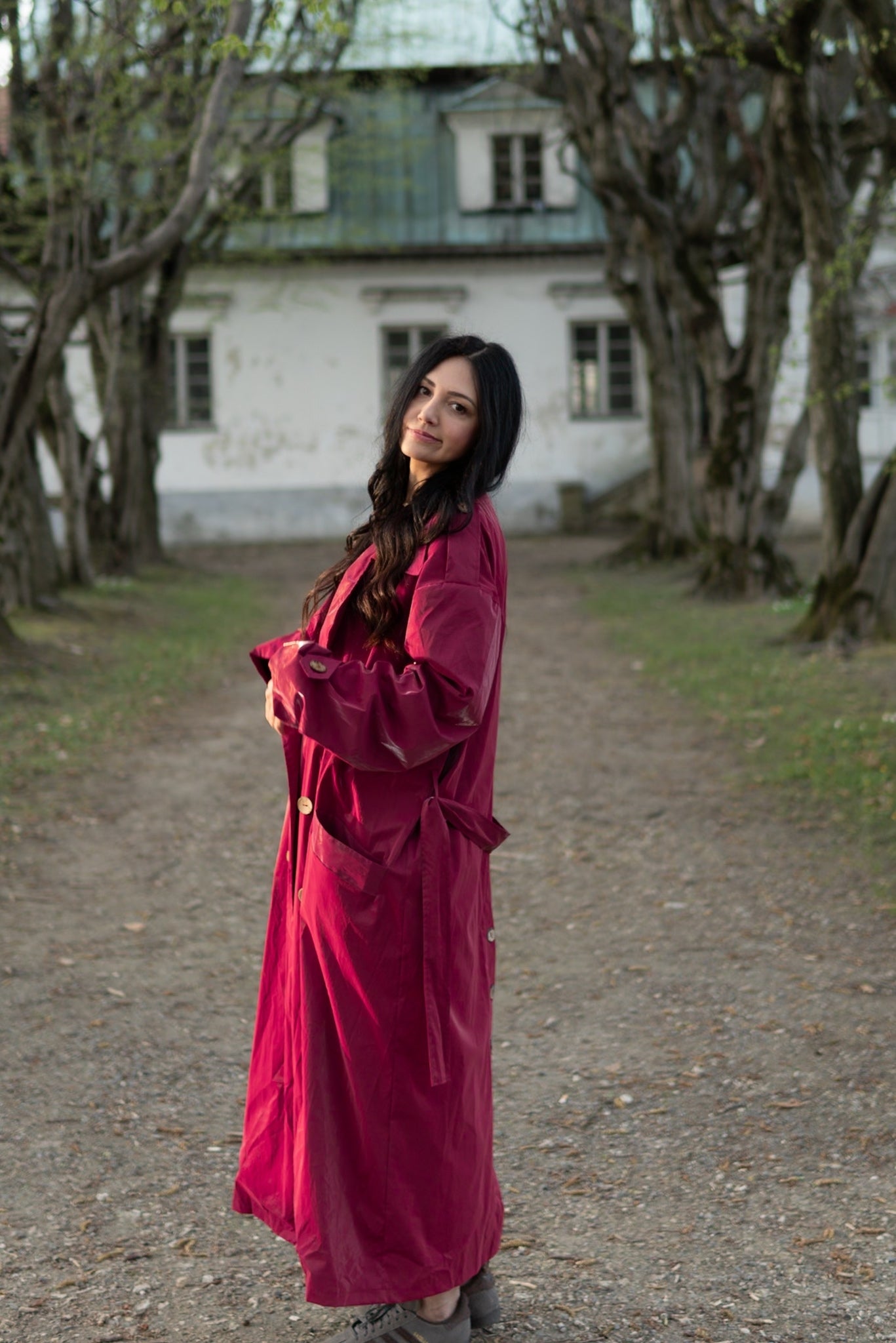 Trench Coat - Burgundy Red