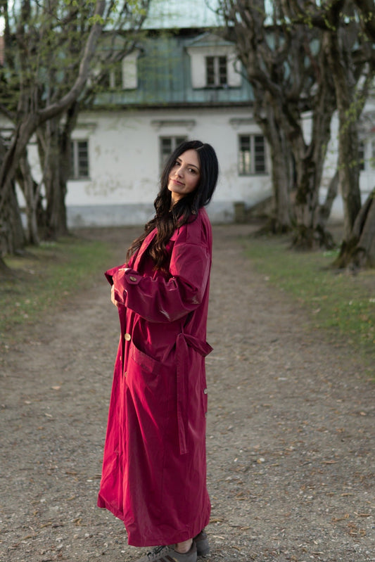 Trench Coat - Burgundy Red