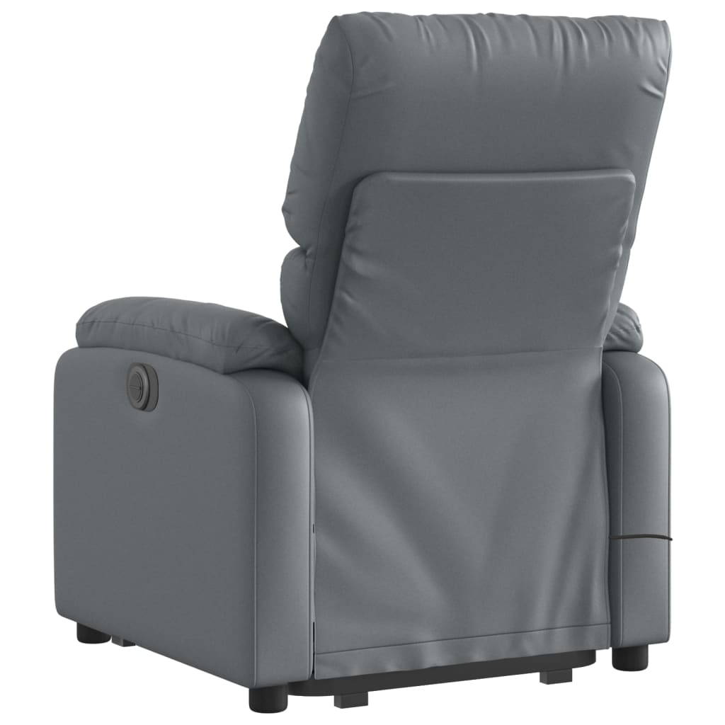 vidaXL Stand up Massage Recliner Chair Gray Faux Leather