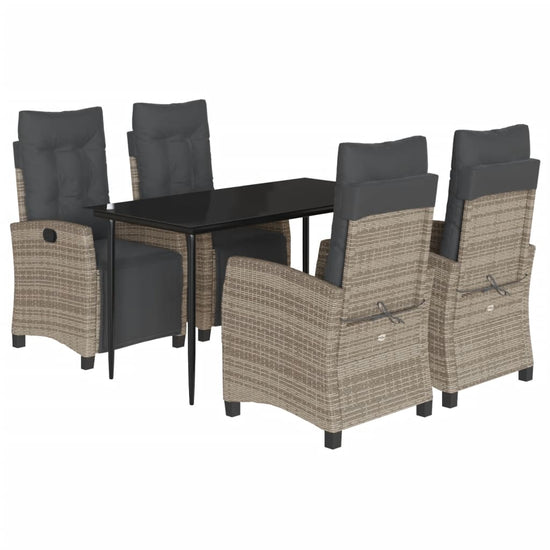 vidaXL 5 Piece Patio Dining Set with Cushions Gray Poly Rattan