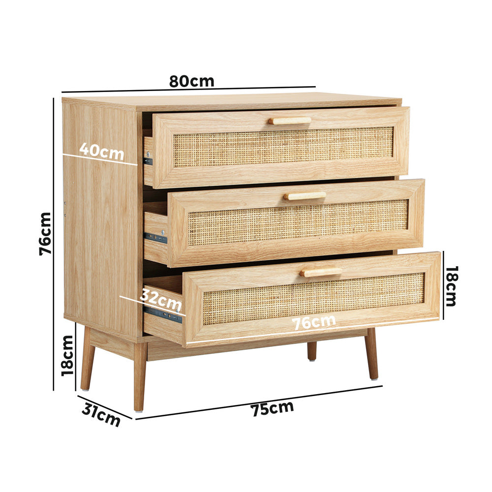 NNEED 3 Chest of Drawers Clothes Storage Rattan