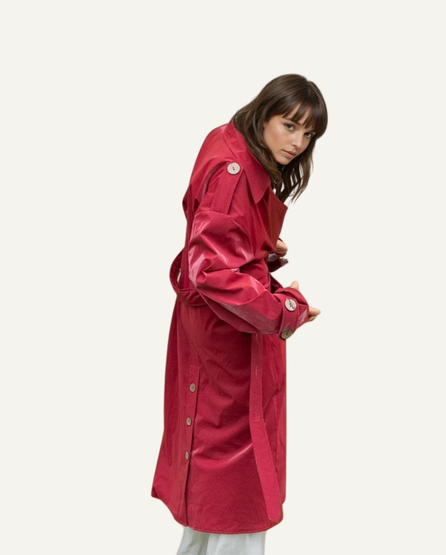 Trench Coat - Burgundy Red