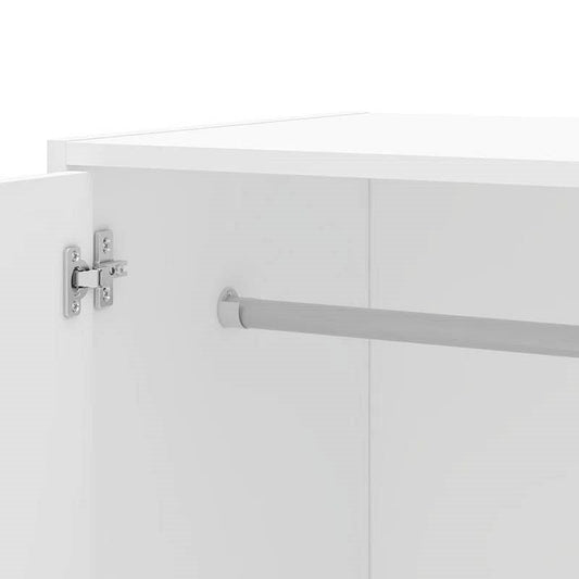 Modern White 2-Door Wardrobe Armoire Cabinet with Clothes Hanging Rod