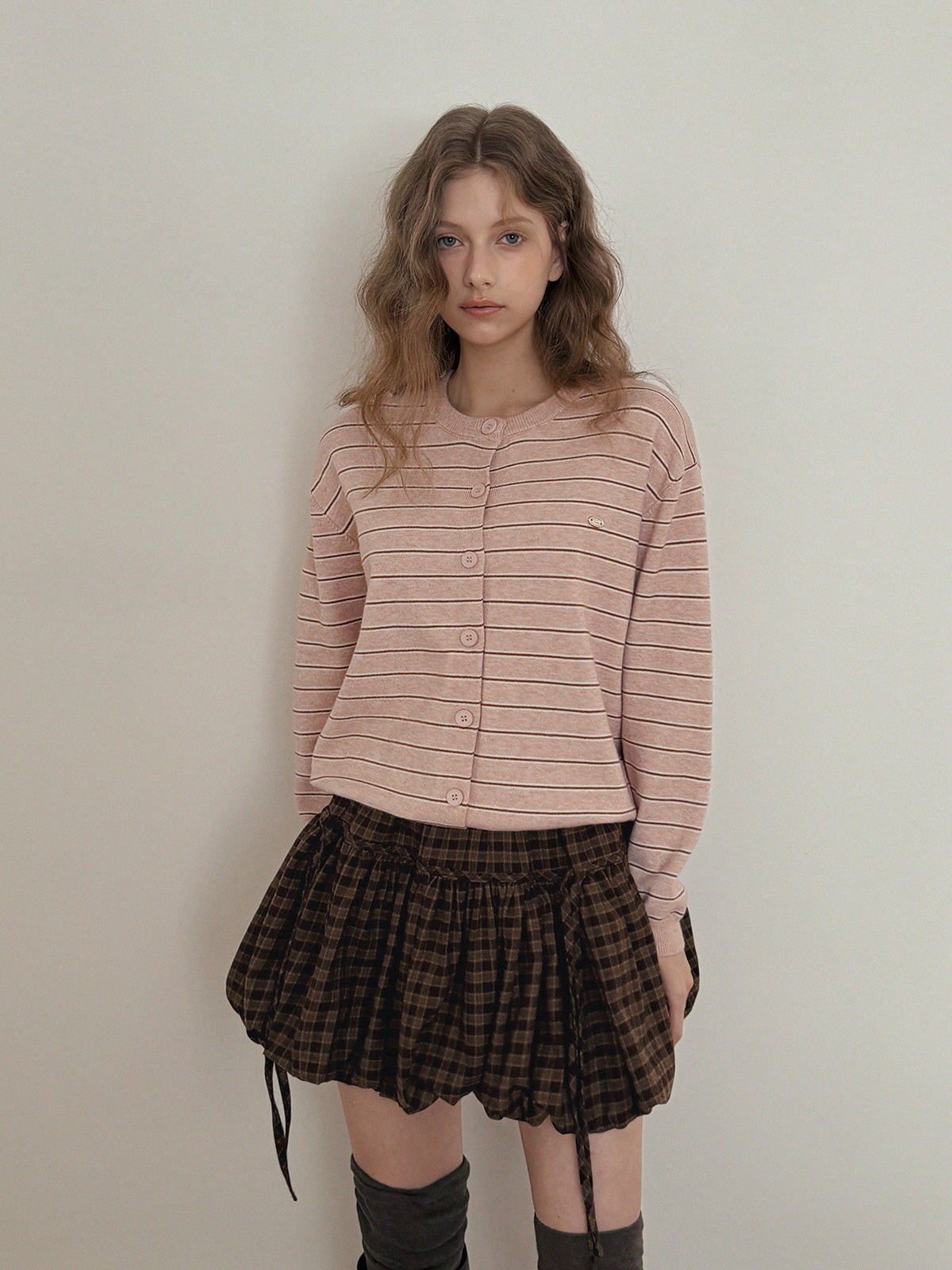 【TWEE】Devua Check Balloon Mini Skirt