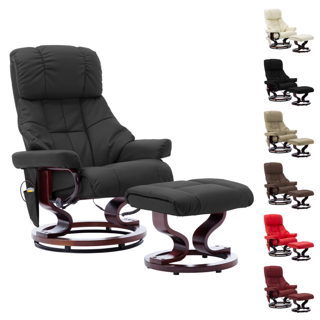 vidaXL Massage Recliner Swiveling Recliner Chair Faux Leather and Bentwood